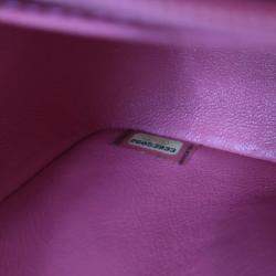 Pre Owned Chanel Mini Pink Lambskin Chevron Square Classic Flap Bag