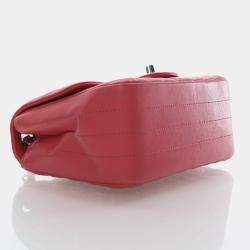 Pre Owned Chanel Mini Pink Lambskin Chevron Square Classic Flap Bag