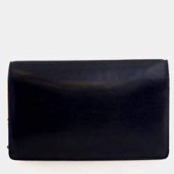 Pre Owned محفظة سلسلة شانيل سي سي جلد عجل أسود مرصعة بالأحجار