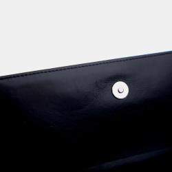 Pre Owned محفظة سلسلة شانيل سي سي جلد عجل أسود مرصعة بالأحجار