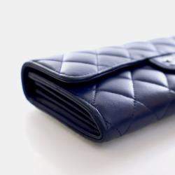 Pre Owned محفظة شانيل كلاسيكية طويلة جلد حملان