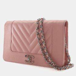 Pre Owned Chanel Caviar Mademoiselle Wallet On Chain (WOC)