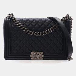 Pre Owned Chanel Large Lambskin Boy Bag