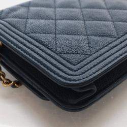 Pre Owned Chanel Caviar Boy Wallet On Chain (WOC)