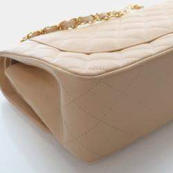 Pre Owned Chanel Jumbo Caviar Classic Double 24K Gold Hardware Flap Bag