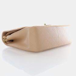 Pre Owned Chanel Jumbo Caviar Classic Double 24K Gold Hardware Flap Bag