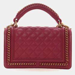 مملوكة مسبقًا Chanel Small Calfskin Top Handle Boy Bag