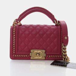 مملوكة مسبقًا Chanel Small Calfskin Top Handle Boy Bag