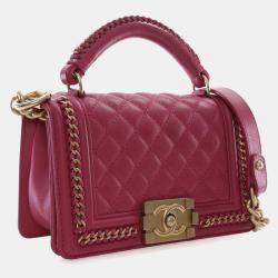 مملوكة مسبقًا Chanel Small Calfskin Top Handle Boy Bag