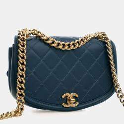 Pre Owned Chanel Mini Lambskin Curved Shoulder Bag