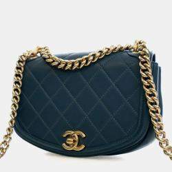 Pre Owned Chanel Mini Lambskin Curved Shoulder Bag