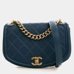 Pre Owned Chanel Mini Lambskin Curved Shoulder Bag