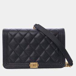 Pre Owned محفظة بسلسلة شانيل كافيار بوي