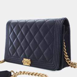 Pre Owned محفظة بسلسلة شانيل كافيار بوي