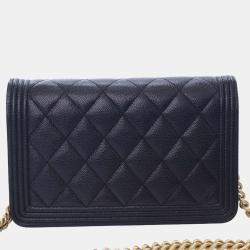 Pre Owned محفظة بسلسلة شانيل كافيار بوي