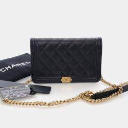 Pre Owned محفظة بسلسلة شانيل كافيار بوي