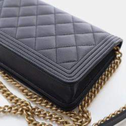 Pre Owned محفظة بسلسلة شانيل كافيار بوي