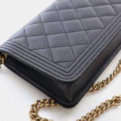 Pre Owned محفظة بسلسلة شانيل كافيار بوي