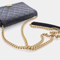 Pre Owned محفظة بسلسلة شانيل كافيار بوي