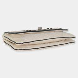 Pre Owned Chanel White Quilted Lambskin East/West Reissue Flap Bag