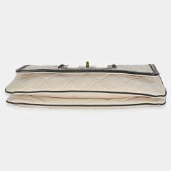 Pre Owned Chanel White Quilted Lambskin East/West Reissue Flap Bag