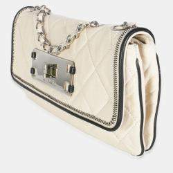 Pre Owned Chanel White Quilted Lambskin East/West Reissue Flap Bag