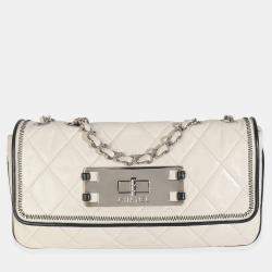 Pre Owned Chanel White Quilted Lambskin East/West Reissue Flap Bag