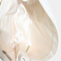 Pre Owned Chanel White Quilted Lambskin East/West Reissue Flap Bag