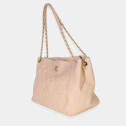 Pre Owned حقيبة تسوق شانيل روك جلد بقري مرن مبطن بيج