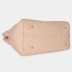 Pre Owned حقيبة تسوق شانيل روك جلد بقري مرن مبطن بيج