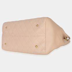 Pre Owned حقيبة تسوق شانيل روك جلد بقري مرن مبطن بيج