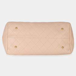 Pre Owned حقيبة تسوق شانيل روك جلد بقري مرن مبطن بيج