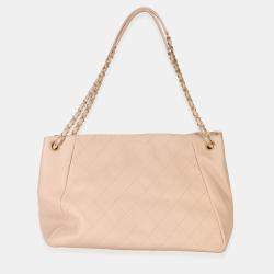 Pre Owned حقيبة تسوق شانيل روك جلد بقري مرن مبطن بيج