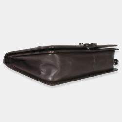 Pre Owned حقيبة شانيلا رمادية داكنة جلد عجل ناعم بوياكس إل عكسي