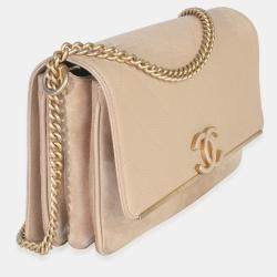 Pre Owned حقيبة فلاب شانيل شامواه كافيار مبطنة بيج سلسلة كوكو السيدة