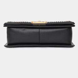 Pre Owned حقيبة شانيل مقبض علوي بسلسلة جلد مبطن أسود حجم متوسط 2016/17