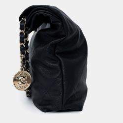 Pre Owned حقيبة كتف هوبو شانيل بحرية جلد سمك الكافيار صغيرة 22 SHW