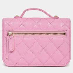 Pre Owned Chanel 2022+ Lilac Caviar Leather Business Affinity Clutch On Chain