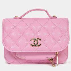 Pre Owned Chanel 2022+ Lilac Caviar Leather Business Affinity Clutch On Chain