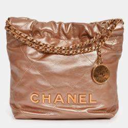 مملوكة مسبقًا Chanel 2021 Rose Metallic Quilted Calfskin Mini Chanel 22 Hobo Bag