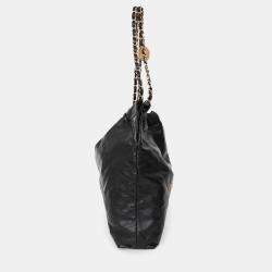 Pre Owned Chanel Black Lambskin Leather 22 Small Hobo Shoulder Bag GHW