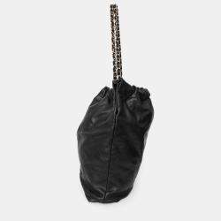 Pre Owned Chanel Black Lambskin Leather 22 Small Hobo Shoulder Bag GHW