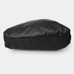 Pre Owned Chanel Black Lambskin Leather 22 Small Hobo Shoulder Bag GHW