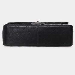 Pre Owned Chanel 2012 Black Lambskin Jumbo Double Flap