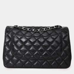 Pre Owned Chanel 2012 Black Lambskin Jumbo Double Flap