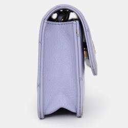 Pre Owned حقيبة شانيل 2021 جلد الحمل البنفسجي صغيرة رفرف كروس بودي