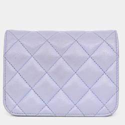 Pre Owned حقيبة شانيل 2021 جلد الحمل البنفسجي صغيرة رفرف كروس بودي