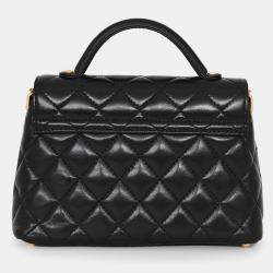 Pre Owned شنطة شانيل 2025 جلد حمل صغير بسلسلة مقبض أسود