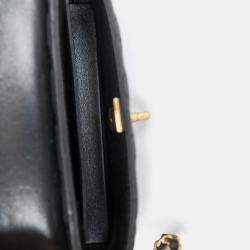 Pre Owned شنطة شانيل 2025 جلد حمل صغير بسلسلة مقبض أسود