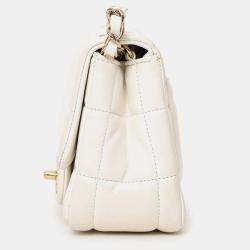Pre Owned Chanel 2023 White Quilted Lambskin Resin Crystal Monacoco Mini Square Flap Bag